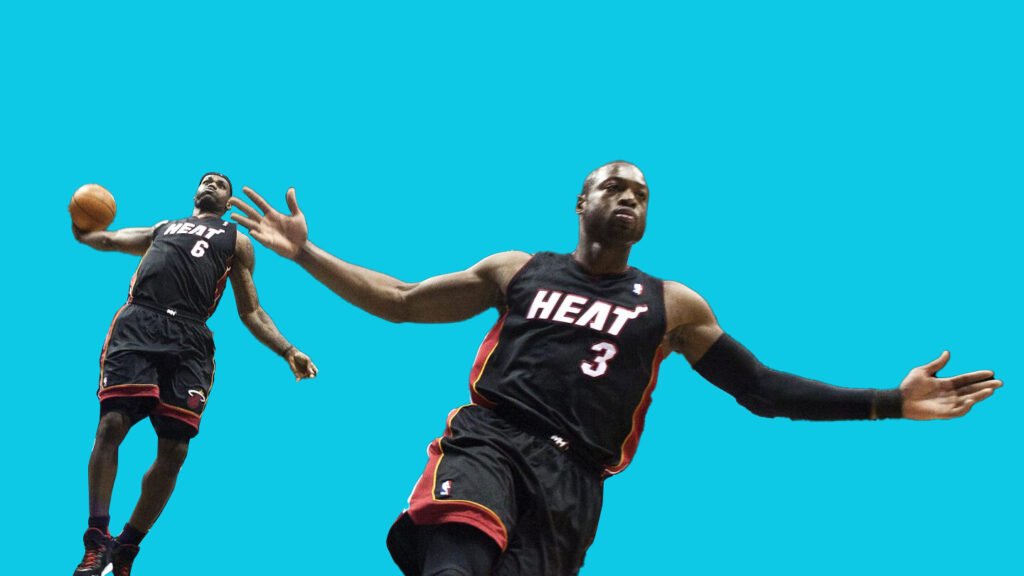 Lebron James and Dewayne Wade Alley Oop